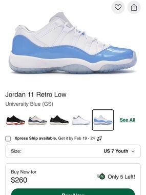 Jordan 11 Retro Low - University Blue & White